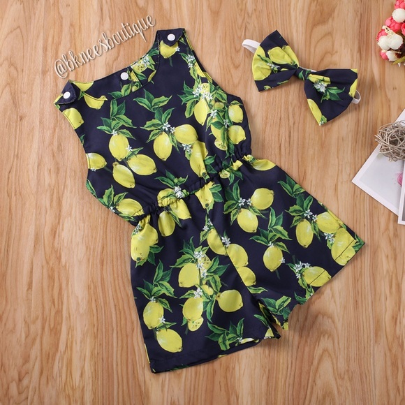 Toddler Girl Boutique Easy Peasy Lemon Romper - Picture 2 of 4
